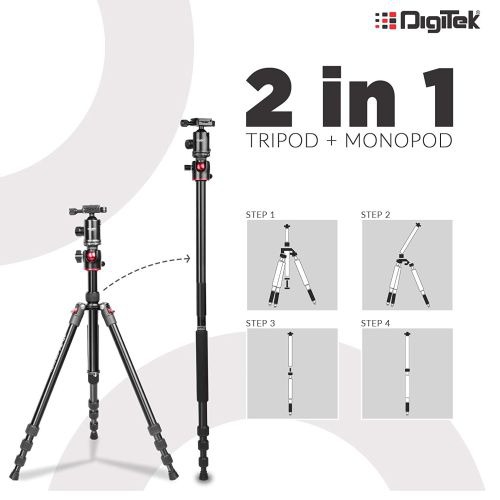 Digitek DTR 520 BH (60 Inch) Professional Aluminum Tripod Cum Monopod 